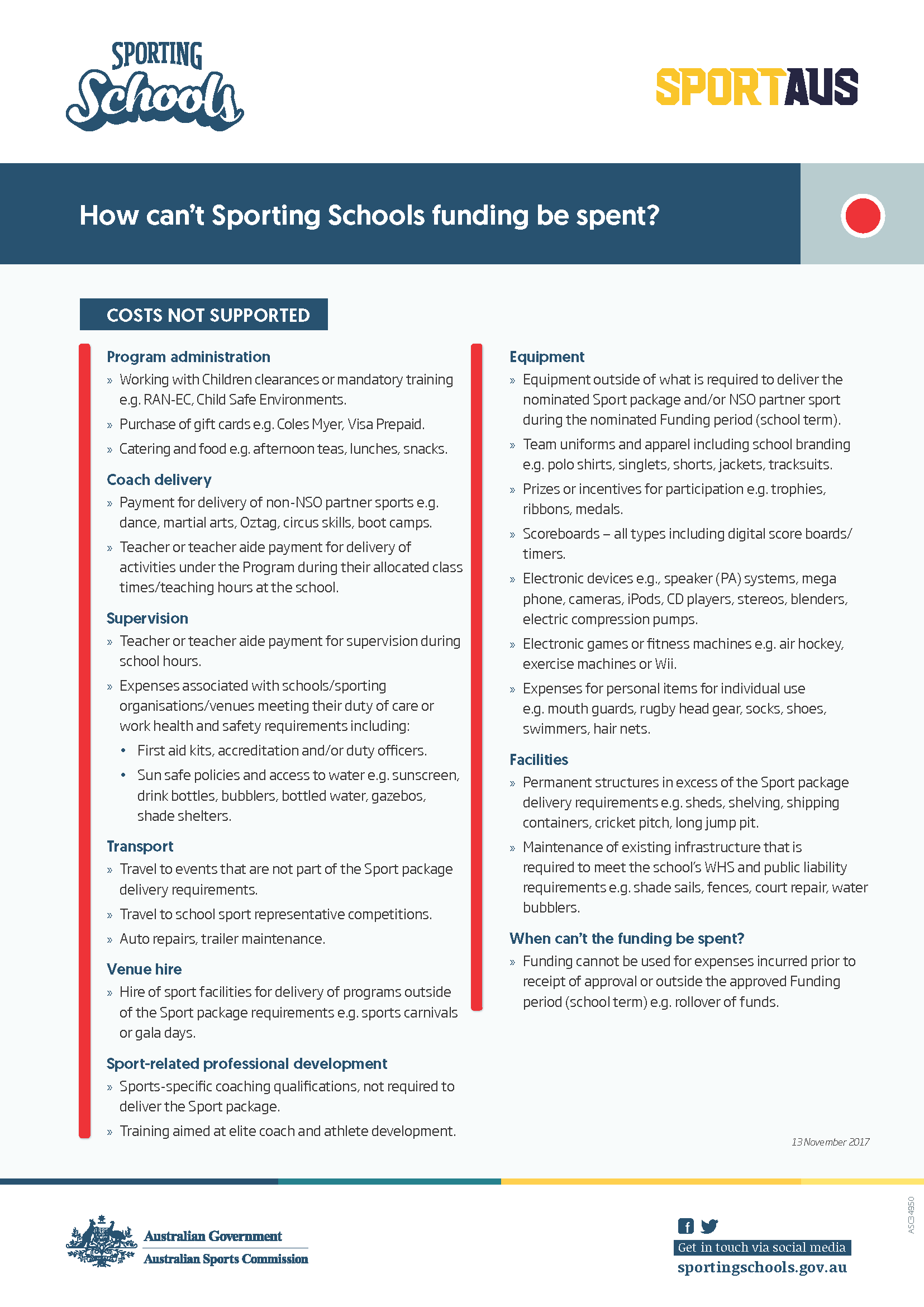 How can Sporting Schools funding be spent? Sporting Schools Client